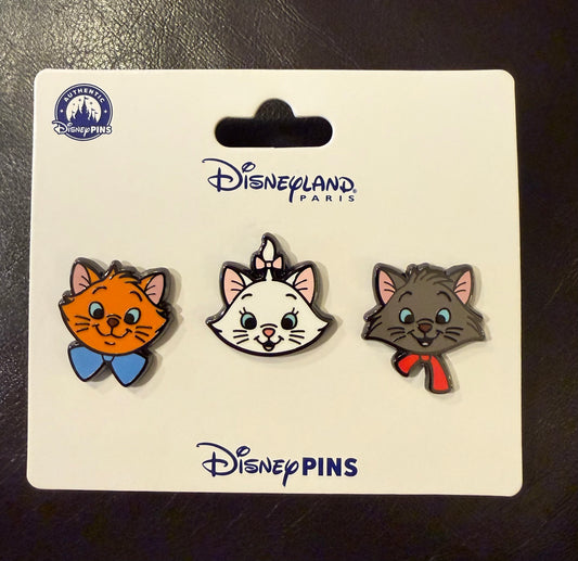 Toulouse, Marie and Berlioz Mini Character Heads 3-Pin Set B4
